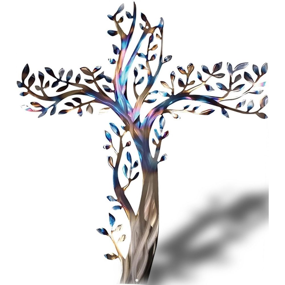 Large Cross Tree Of Life Metal Wall Art Decor, Christian Cross Tree Wall Art,🐟